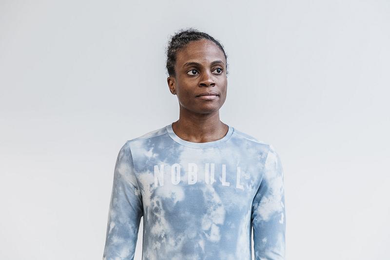 Blue Nobull WoTee (TIE-DYE) Women's Long Sleeve | CA U2201Z